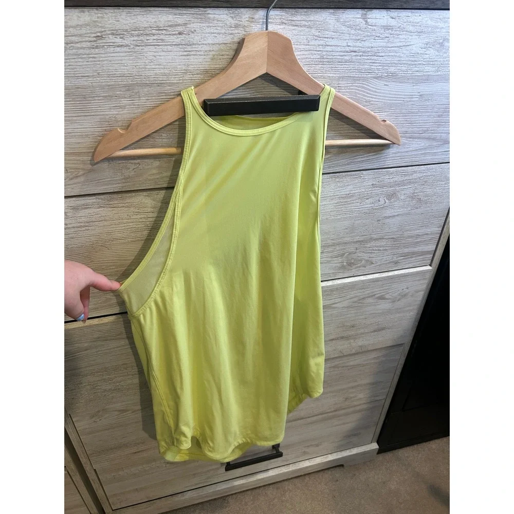 Lululemon High Neck Mesh Back Keyhole Running Tank Top Yellow Size 6 - Picture 3 of 6